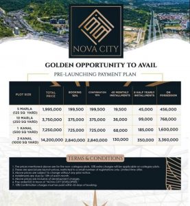nova city Islamabad payment plan